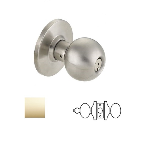 Grade 2 Classroom Knob Lockset Bright Polished Brass