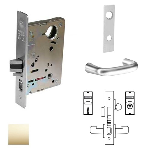 8200 Series 8243 Apartment Corridor Lockset Less Cylinder Bright Polished Brass