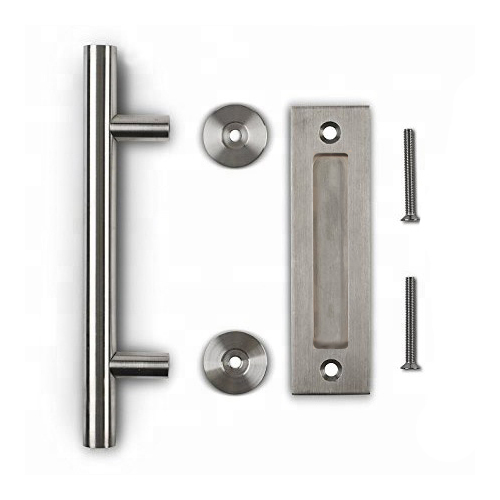 Sliding Door Round Bar and Recessed Pull Combo Satin Stainless