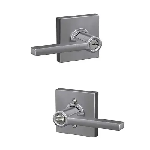 F51A Latitude Keyed Entry Lever Lock With Collins Trim Satin Chrome