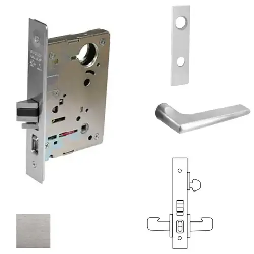 8200 Series 8255 Office/Entry Lockset Less Cylinder Satin Chrome