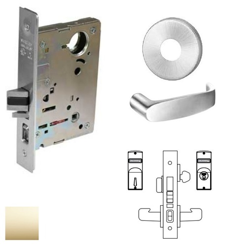 8200 Series 8243 Apartment Corridor Lockset Less Cylinder Bright Polished Brass