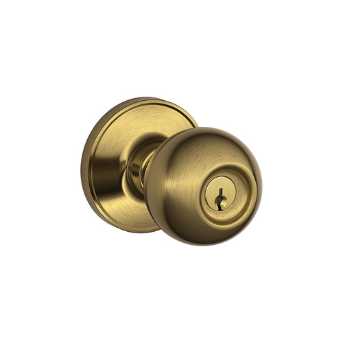 J54 Corona Keyed Entry Knob Lock in Vis Pack Satin Brass Blackened