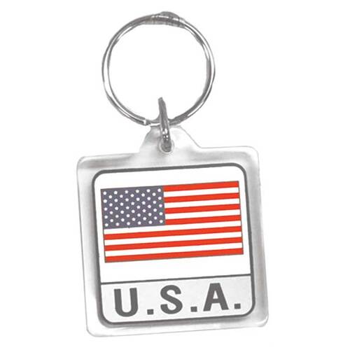 1-1/2" Acrylic USA Flag Key Chain 1/Card