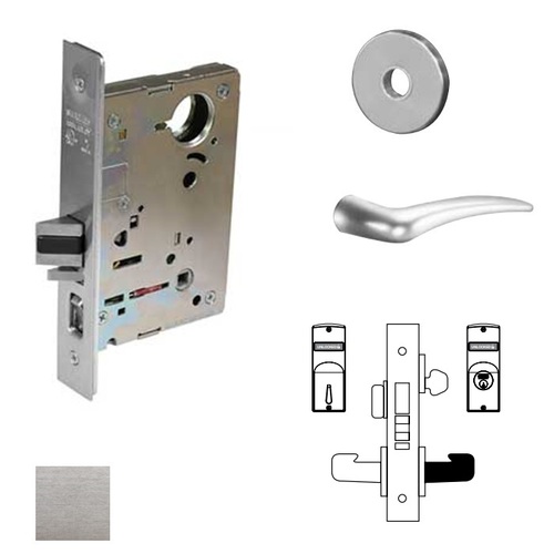 8200 Series 8250 Hotel Guest Lockset Less Cylinder Satin Chrome