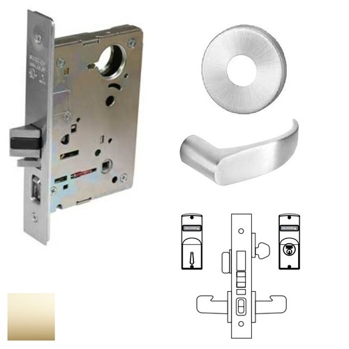 8200 Series 8243 Apartment Corridor Lockset Less Cylinder Bright Polished Brass