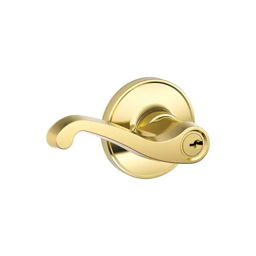 J Series J54V LAS 605 Entry Lever, Mechanical Lock, Bright Brass, Lever Handle, Metal, Residential Gold