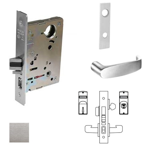 8200 Series 8243 Apartment Corridor Lockset Less Cylinder Satin Chrome