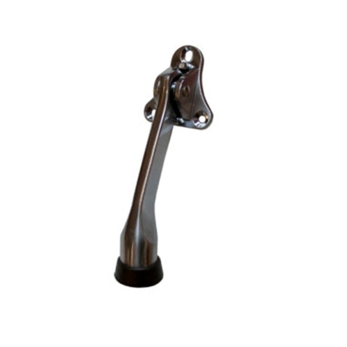 5.275" Kick Down Door Holder With Black Tip Satin Chrome