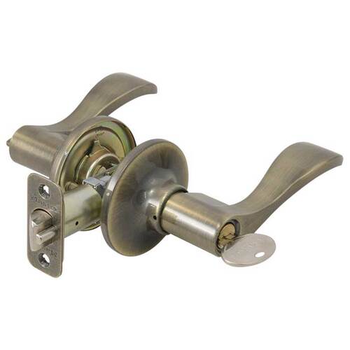 Wave Lever Entry Lockset Satin Brass Blackened