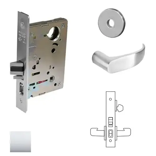 8200 Series 8255 Office/Entry Lockset Less Cylinder Bright Polished Chrome