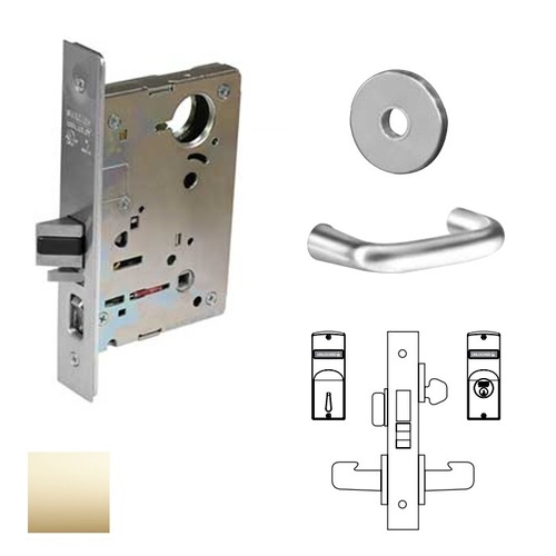 8200 Series 8225 Dormitory/Exit Lockset Less Cylinder Bright Polished Brass