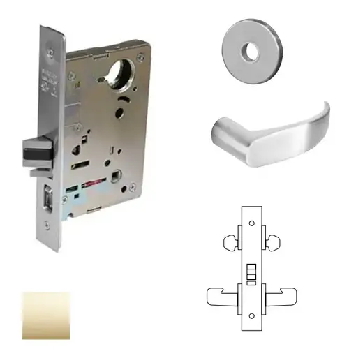 8200 Series 8216 Apartment/Exit/Public Toliet Lockset Less Cylinder Bright Polished Brass