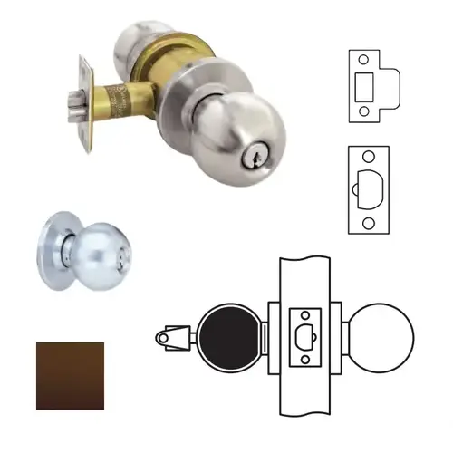 RK Series Cylindrical Knob Lock Oil Rubbed Dark Bronze