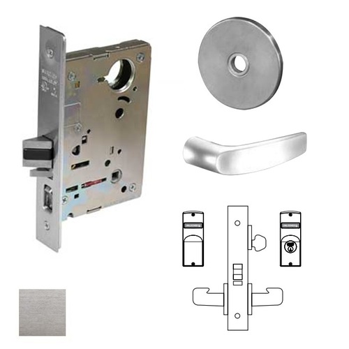 8200 Series 8237 Classroom Lockset Less Cylinder Satin Chrome