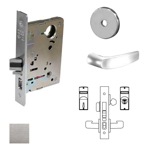 8200 Series 8243 Apartment Corridor Lockset Less Cylinder Satin Chrome