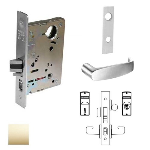 8200 Series 8245 Dormitory/Exit Lockset Less Cylinder Bright Polished Brass