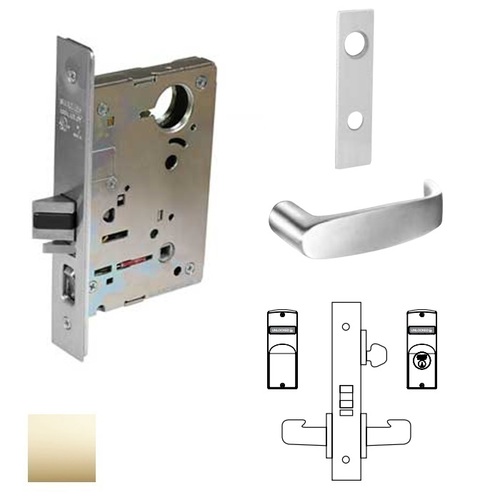 8200 Series 8237 Classroom Lockset Less Cylinder Bright Polished Brass