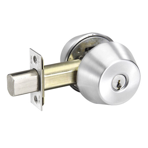 D100 Series Cylinder by Plate Deadbolt C Keyway 30256 Latch 10094 Strike Bright Chrome Finish