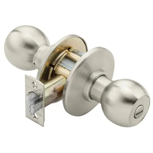 Privacy Cylindrical Lock, 4 Knob, Non-Keyed, Satin Nickel Finish