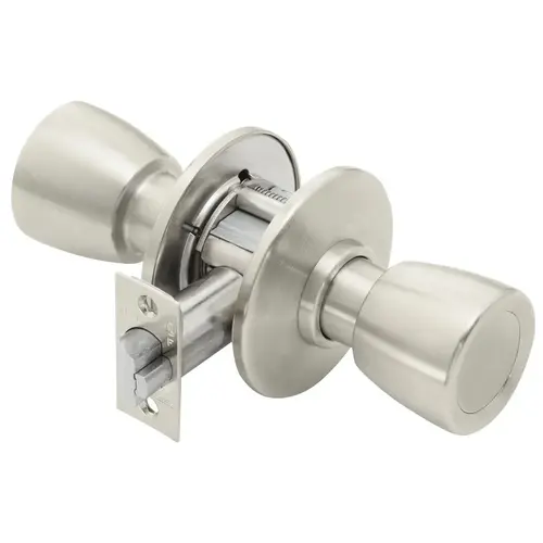 Exit Cylindrical Lock, Grade 1, Non-Keyed, 6 Knob, Satin Nickel Finish