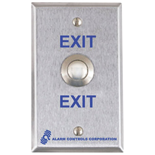 3/4" Dia. Metal Button, "EXIT", DPDT Momentary, Single Gang, Satin Stainless Steel