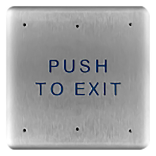 4-3/4" Square Push to Exit Text Push Plate Actuator Satin Stainless Steel Finish