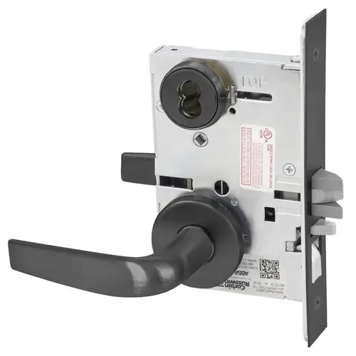 KIT - Entry or Office Mortise Lock with Toggle, Citation Lever with A Rose Trim, LFIC 6-Pin Large Format Interchangeable Core Mortise Housing, A01 Clover Cam, Less IC Core, Handing is Field Reversible, ANSI Strike SS118, 622/US19/BSP Black Suede Powder Coat