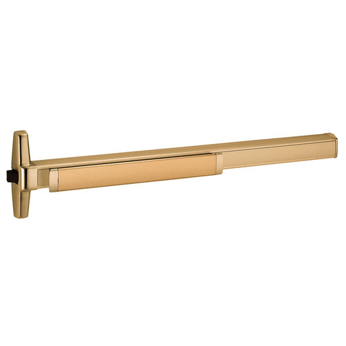 Grade 1 Rim Exit Bar, Narrow Stile Pushpad, 48" Fire-rated Device, Exit Only, Quiet Motorized Electric Latch Retraction, Request to Exit Switch, Less Dogging, Satin Bronze Clear Coated Finish, Non-Handed Satin Bronze Clear Coated