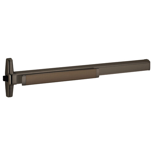 Grade 1 Rim Exit Bar, Narrow Stile Pushpad, 48" Device, Exit Only, Quiet Motorized Electric Latch Retraction, Request to Exit Switch, Hex Key Dogging, Aged Bronze Finish, Non-Handed Aged Bronze