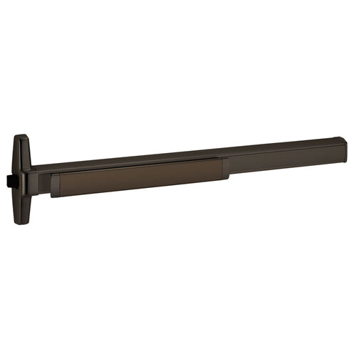 Grade 1 Rim Exit Bar, Narrow Stile Pushpad, 48" Fire-rated Device, Exit Only, Quiet Motorized Electric Latch Retraction, Request to Exit Switch, Less Dogging, Dark Bronze Anodized Aluminum Finish, Non-Handed Dark Bronze Anodized Aluminum