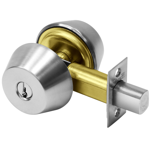 Single Cylinder x Blank Plate Deadbolt, 2-3/4" Backset, LFIC Prep, Less Core, Satin Chrome