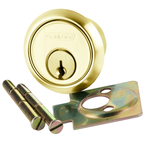 Rim Cylinder 6-Pin C Keyway Keyed Different Vertical Tailpiece Cam Bright Brass Finish Non-Handed with 2 Keys