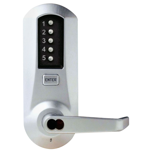 Cylindrical Combination Lever Lock Interior Combination Change 2-3/4" Backset 3/4" Throw Latch 6/7-Pin SFIC Prep Less Core Satin Chrome