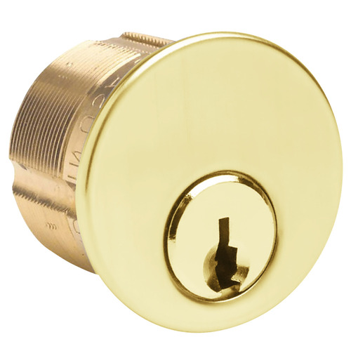 Keyed Alike K2 1-1/8" 5 Pin Mortise Cylinder With Schlage C Keyway and Standard Cam Bright Brass Finish