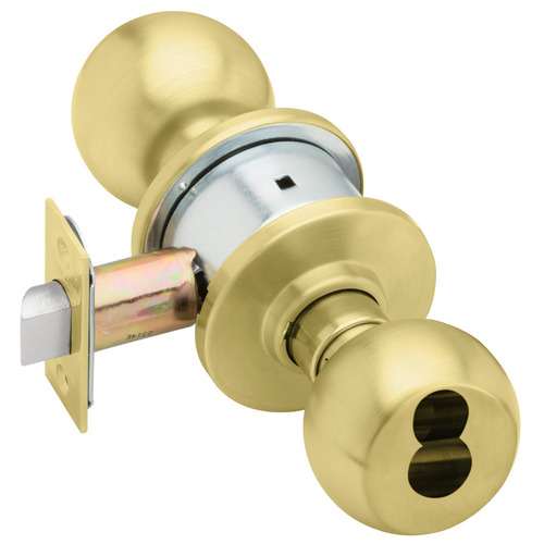 A Series Classroom Orbit Lock Large Format Interchangeable Less Core with 11096 Latch 10001 Strike Satin Brass Finish