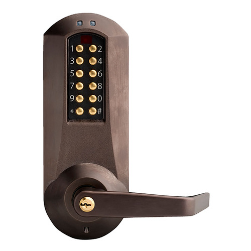 Schlage C Keyway E-Plex 5000 Mortise Lock with Winston Lever - Dark Bronze Finish, Brass Accents, 100 Access Codes, 3,000 Audit Events, KIL