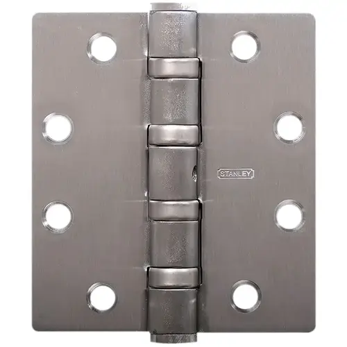 Five Knuckle Ball Bearing Architectural Hinge, Steel Full Mortise, Heavy Weight, 4-1/2 In. by 4 In., Square Corner, Satin Chrome