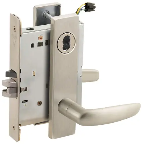 Electric Mortise Lock Satin Nickel Plated Clear Coated