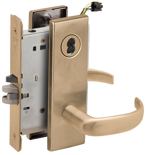 Electric Mortise Lock Satin Brass Blackened Satin Relieved Clear Coated