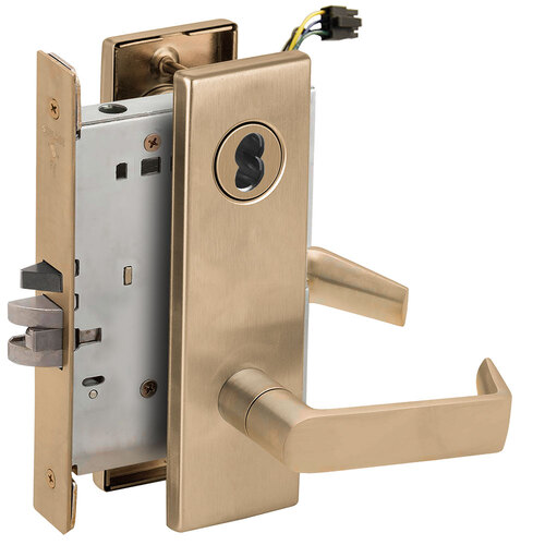 Electric Mortise Lock Satin Brass Blackened Satin Relieved Clear Coated