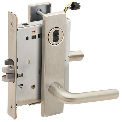 Electric Mortise Lock Satin Nickel Plated Clear Coated