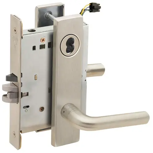 Lock Electric Mortise Lock Satin Nickel Plated Clear Coated