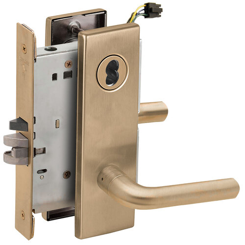 Lock Electric Mortise Lock Satin Brass Blackened Satin Relieved Clear Coated