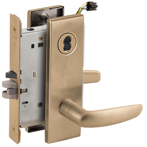 Lock Electric Mortise Lock Satin Brass Blackened Satin Relieved Clear Coated