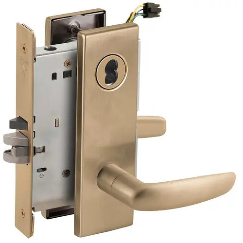 Electric Mortise Lock Satin Brass Blackened Satin Relieved Clear Coated