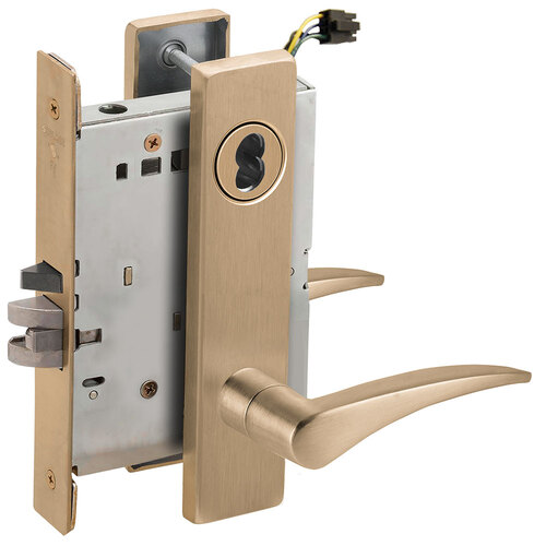 Lock Electric Mortise Lock Satin Brass Blackened Satin Relieved Clear Coated