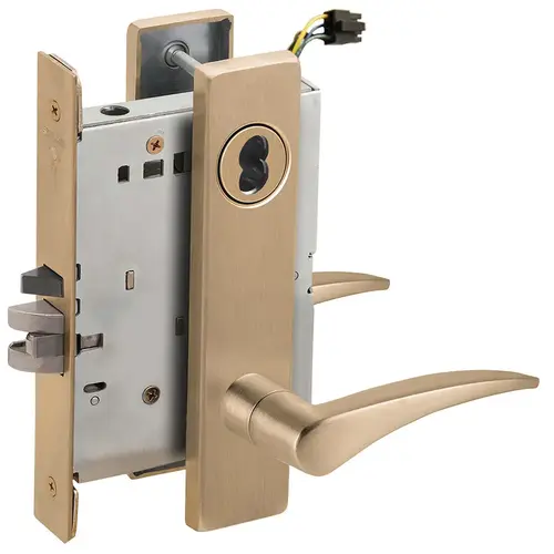 Electric Mortise Lock Satin Brass Blackened Satin Relieved Clear Coated