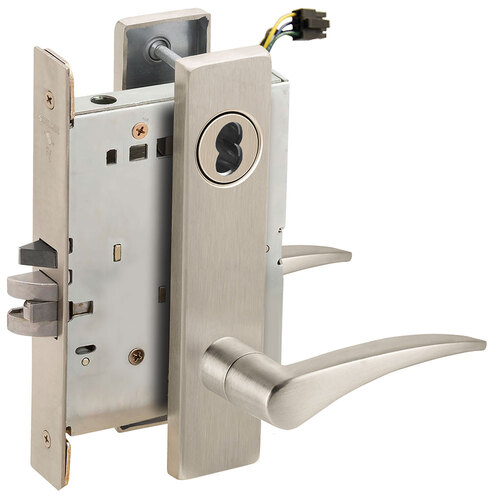 Lock Electric Mortise Lock Satin Nickel Plated Clear Coated