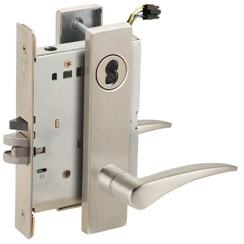 Electric Mortise Lock Satin Nickel Plated Clear Coated